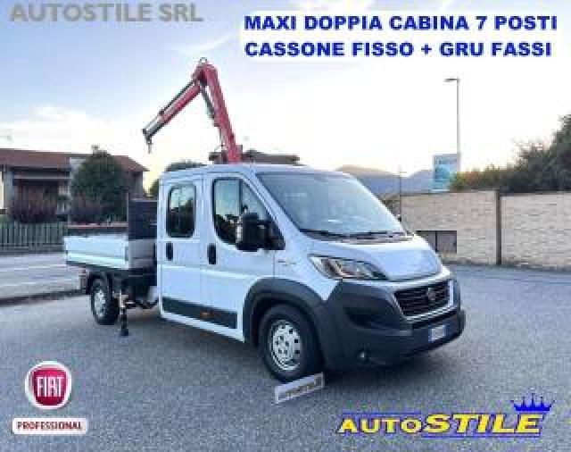 Fiat Ducato Maxi Doppia Cabina 7 Posti Gru Fassi Cassone Fisso 